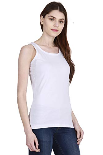 Image of FLEXIMAA Women's Cotton Plain Round Neck Sleeveless T-Shirt