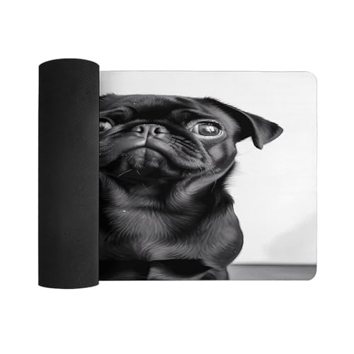 Alfombrilla de ratón grande de goma con diseño de perro pug miniatura 3