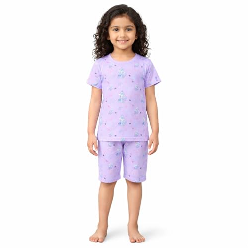 Image of NammaBaby Girl's Soft Cotton Night Suit (Printed T-Shirt & Pant Set /Girls Night Dress /Nightwear) Pack of 1