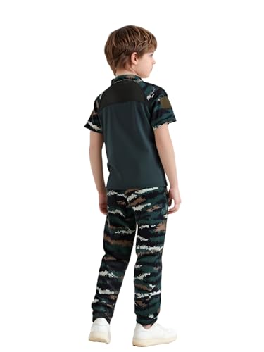 Kids Unisex Camouflage Print Military Training Suits Jogging Running Sportswear Top with Pants Set2