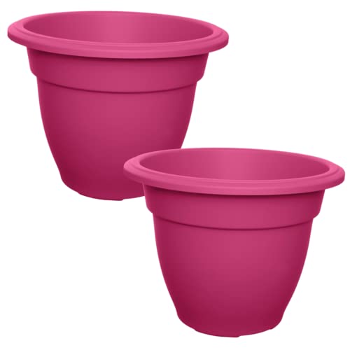 TRTO Set of 2 30cm Bell Pot Planter Round Pink Garden Plastic Flower Plant Pot Useful for Garden Yard Patio