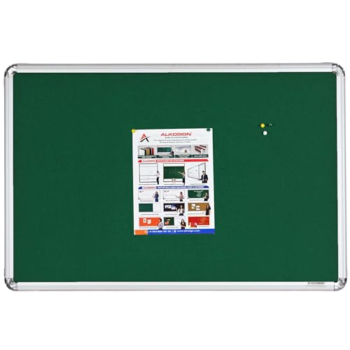 Image of ALKOSIGN Astra Felt Notice Board -Green (2 x 5 Feet) |Bulletin Board, Pin-up Board, Display Board, Push pins Board, Announcement Board, Soft Message Board, for School, College, Office, Study Room etc