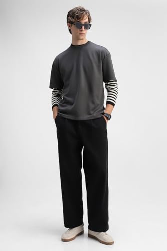 Image of SNITCH Men Oversized T-Shirt | Relaxed Fit Crew Neck Streetwear Tee | Breathable Polyester Blend & Viscose Elastane Fabric | Drop Shoulder Half Sleeve Casual Wear Shirt