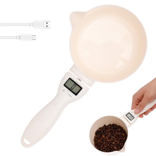 Báscula digital de medición electrónica inteligente, precisión de 1 g, báscula de cocina digital con pantalla LCD, función de conversión, báscula de cuchara extraíble para comida para perros, leche en