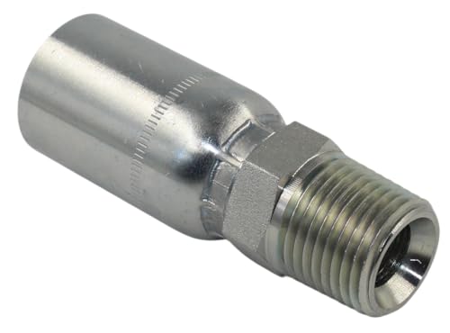 Image of (10-PCS) L-MP-04-04 1 /4'' ID Hose x 1 /4''NPT Male Hydraulic Hose End Crimp Fitting Hydraulic Hose Fitting