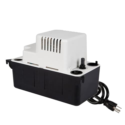 Little Giant VCMA-15UL 115 Volt, 65 GPH, 1/50 HP Automatic Condensate Removal Pump for HVAC/Refrigeration Systems/Dehumidifiers (no safety switch), 6-Foot Cord, Black/White, 554401
