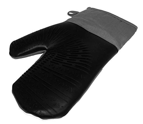 Fackelmann Manopla O Guante Horno Silicona Cocina Con Protección Antideslizante, 28X19Cm, 1Ud, Bicolor: Negro Y Gris