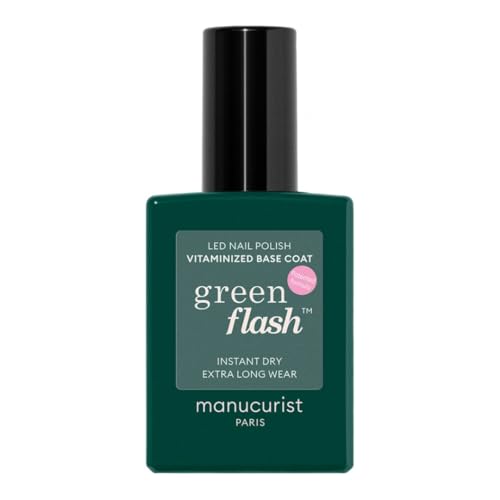 Manucurist - Base Coat Vitaminada para Esmaltes Semipermanentes para Uñas Green Flash™ - Protege y Fortalece las Uñas Bajo Pintauñas Semipermanentes - 73,5% de Origen Orgánico