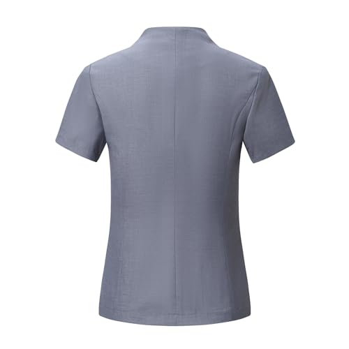 YYNUDA Women's Business Suit Set Formal Short Sleeve Double Breasted Solid Color Blazer Pantsuit4