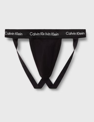 Calvin Klein Herren Jock Strap Sportunterwäsche Stretch Baumwolle 3er Pack, Blau (Black W Plein Air Logo/Black W Po), L – Ansicht 3