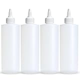 BRIGHTFROM Condiment Squeeze Bottles, 12 OZ Empty Squirt Bottle with Twist Top Cap, Leak Proof - Great for Ketchup, Mustard, Syrup, Sauces, Dressing, Oil, Arts and Crafts, BPA FREE Plastic - 4 PACK