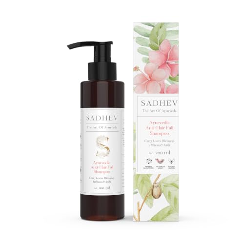 Image of Sadhev Anti-Hairfall Shampoo | Reduces Hair Fall & Promotes Hair Growth | Strengthens Roots with Bhringraj, Amla, Curry Leaf & Hibiscus | Natural, Vegan & Chemical-Free | For Men & Women | 200ml