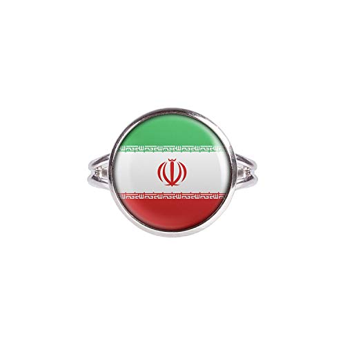 Mylery Ring mit Motiv Iran Teheran Flagge Silber 14mm