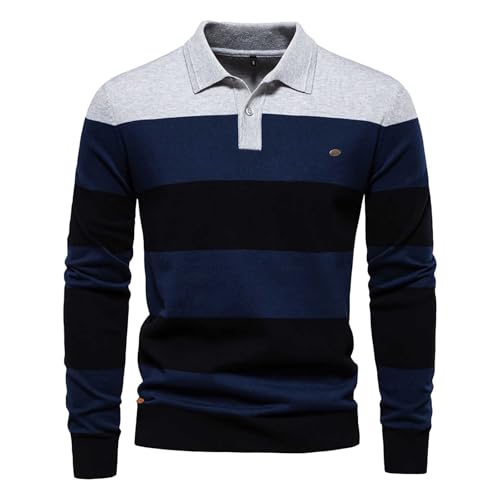 Jersey de punto para hombre con cuello de polo clásico y elegante
