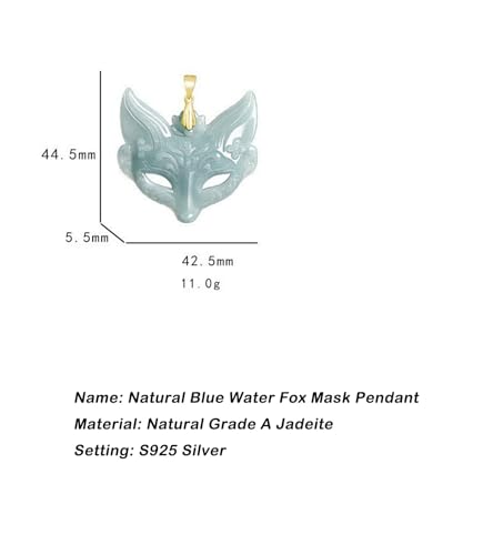 Collier renard à neuf queues bleu en jadéite véritable de qualité A