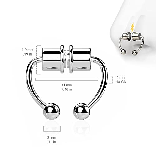 Image of Via Mazzini Surgical Steel Clip-On No-Rusting Magnetic Punk Septum Clip For Men And Women (NR04929)