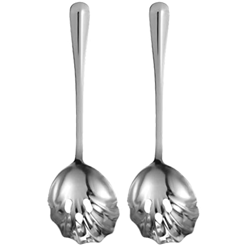 Shell Shape Slotted Spoons Metal Skimmer Scoop Stainless Steel Hot Pot Spoon Buffet Perforated Serving Spoons Oil Sieve 2pcs
