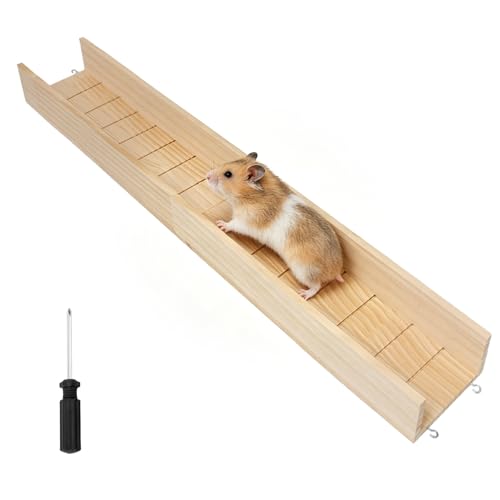 Neikafan 80cm Rampe pour Cage de Cochon d'Inde Pont en Bois Rampehamster Escalier, Échelle Hamster en Bois Pont Cochon d'Inde Rampe pour Chinchillas Rats...