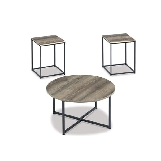 Signature Design by Ashley Wadeworth Urban Wood Grain 3-Piece Table Set, Includes 1 Coffee Table and 2 End Tables, Brown & Black
