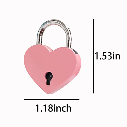 Image of Leadigol 3 Pcs Heart Shaped Padlock Mini Lock with Key,Small Metal Padlock Love Heart Lock Zinc Alloy Wedding with Key Travel Jewelry Box Hardware