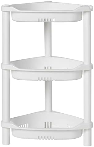 ELYKEN 3 Tier Shower Caddy Organizer Shelf Corner, 14.4 x 11.2 x 22.4 Inches, Rustproof, Plastic Shower Rack Stands for Inside Bathroom, Bathtub, Shower pan, White