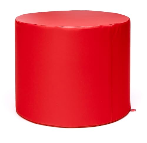 Ecopuf Taburete con ruedas Pouf - Taburete de cuero sintético tapizado - Ultra ligero - Funda extraíble