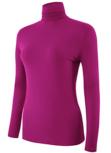 Image of AUHEGN Women's Long Sleeve Lightweight Turtleneck Top Pullover Casual Active Layer Tops Shirts