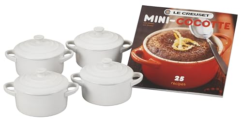 Le Creuset Stoneware Set of 4 Mini Cocottes with Cookbook, 8 oz. ...