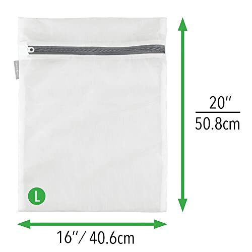 Mdesign Large Laundry Mesh Wash Bag - Fine Weave Fabric, Zipper Closure, Washing Machine And Dryer Safe, Protect Lingerie, Delicates, Underwear, Bras, Leggings - Great Travel Bag - 4 Pack - White #TOP5
