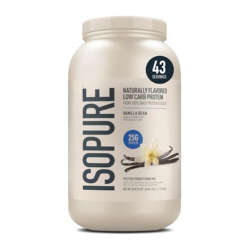 Image of Isopure Low Carb 100% Pure Whey Isolate Protein Powder, Lactose Free, Gluten Free, with Vitamins, Vanilla, 25g Protein Per Serving, 3 Lbs, 43 Servings (Packaging May Vary) | 25g Protein Per Serving, 100% Whey Protein Isolate, Lactose Free, Gluten Free, with Added Vitamins, 5 or Less Ingredients