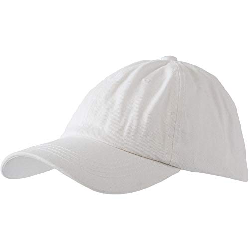Washed Cotton Baseball Cap (One Size, White)