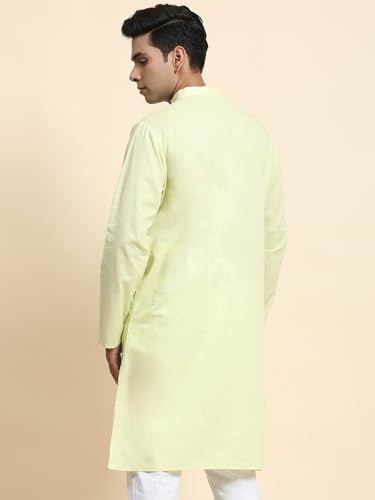 Image of Amazon Brand - Anarva Men's Cotton Solid Dress Long Kurta Regular Fit Casual