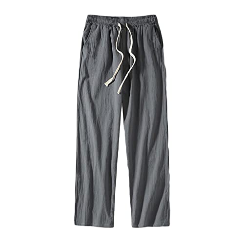 Banana Bucket Mens Causal Loose Lightweight Elastic Waist Linen Cotton Yoga Beach Jogger Pants with Drawstring