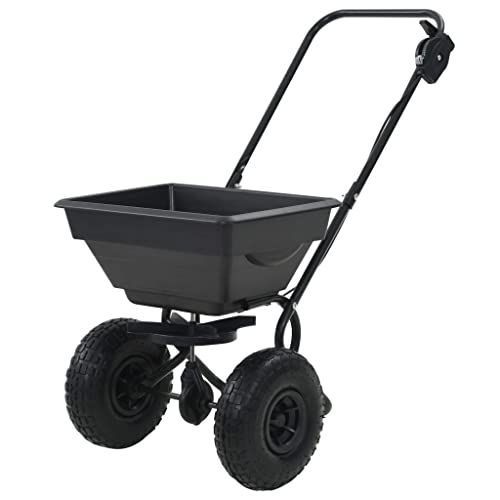 Gecheer Streuwagen Saatgutstreuer Düngerstreuer Salzstreuer Salzstreuer PVC und Stahl 92x46x70 cm 15 L