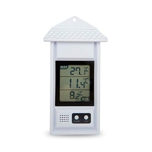 Digital max/min Thermometer for conservatories greenhouses & Grow Rooms (White)