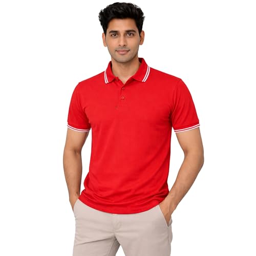 Image of Hangout Hub Men's Polo T Shirt | Solid | Plain Regular Fit Tees|Collar T-Shirts|Half Sleeves|Set of 1 & 2|HH.MP.MAR