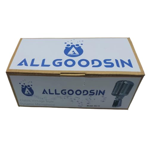 Image of ALLGOODSIN Classic Vintage Style Dynamic Microphone for Professional Photoshoot Use with On /Off Switch (Silver)