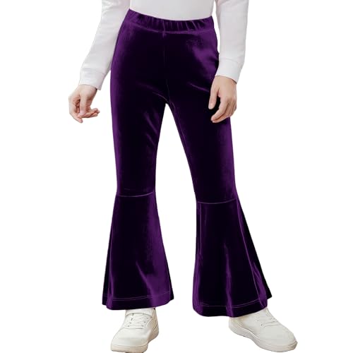 Toddler Girls Velvet Flare Sweatpants - Stretchy Casual Elastic High Waisted Bell Bottom Workout Dance Pants for 0-8 Years