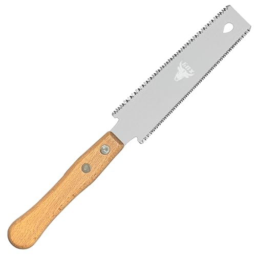 Sierra de mano japonesa SK5 de 6 pulgadas, sierra de tracción pequeña flexible de doble filo con mango de haya para carpintería, 1 paquete