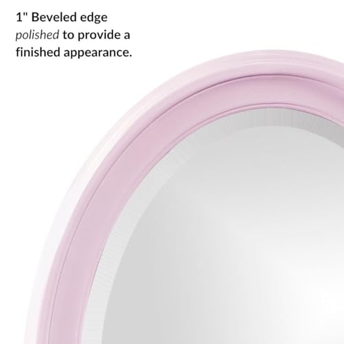 Image of Howard Elliott Collection George Oval Glossy Lilac Wall Mirror, Oval Bevelled Hanging Wood Framed Vanity Mirrors for Home Decor, Living Room, Bathroom, Bedroom, or Hallway, 25 x 33 Inch