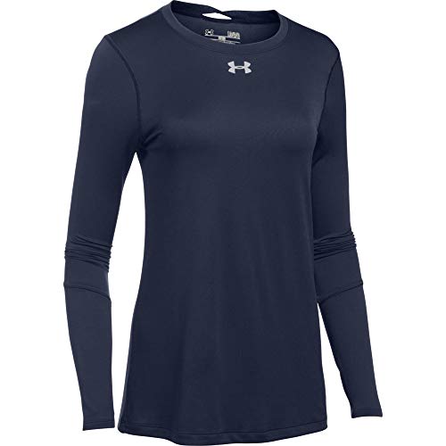 Under Armour Women's UA Long Sleeve Locker T-Shirt (Large, Midnight Navy-Silver)