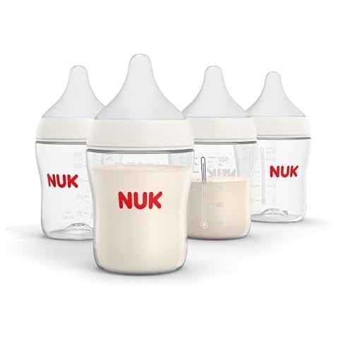 NUK Perfect Match Slow Flow Breast-Like, Anti-Colic Bottle, 5oz., 4 Pack, BPA Free Cover