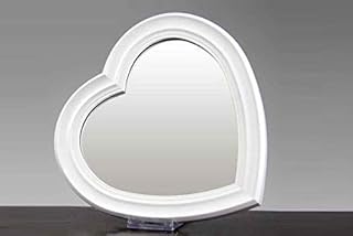 Gicos Specchio in plastica Forma Cuore 50 cm da Parete Bianco Shabby Chic QEN-674334