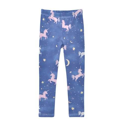Cartoon Unicorns Girls' Leggings Toddler Doodles Flying Sky Kids Yoga Pants Dance Active Tights 4T
