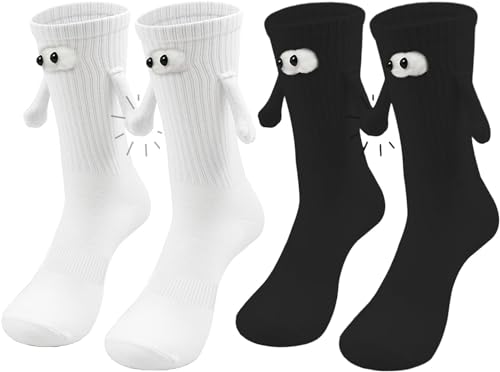 Shinfirst Magnetische Socken zum Halten der Hände, 3 Paar, lustige Socken, Geschenke für Freund, Paar, beste Freunde