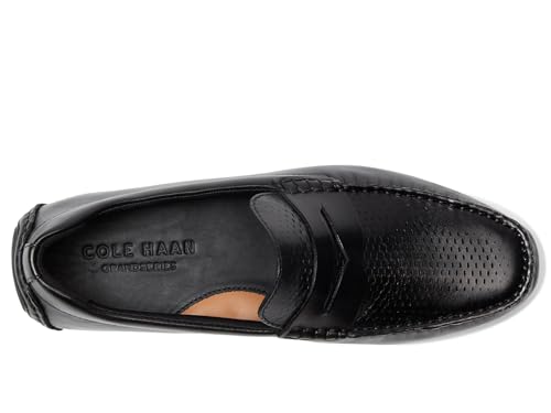 Cole Haan Mens Grand Laser Penny Driver, Black/Black, 11-M US
