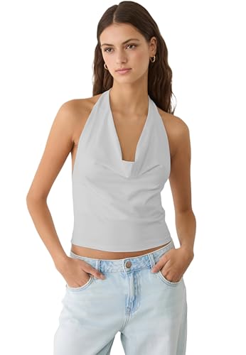 Image of SIGHTBOMB SOFTLINE Double Layered Cuddle Baby Cowl Neck Halter Seamless Ultra Soft Sleeveless Formal WEAR /Casual WEAR TOP for Women