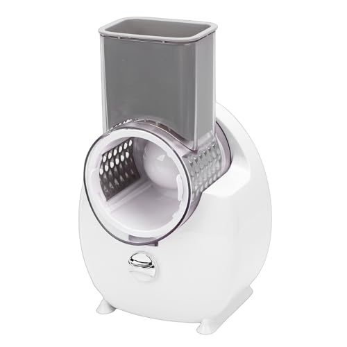 Garsent Grattugia Elettrica per Formaggio, Grattugia Elettrica Rotante per Verdure, Affettatrice Ricaricabile con 4 Lame Sostituibili per Verdure, Carote, Carote, Patate