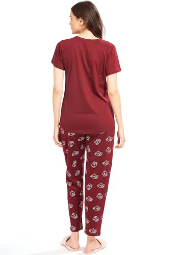Image of AV2 Women's Cotton Printed Short Sleeve Night Suit Set | Pajama Set | Casual Night Dress for Women
