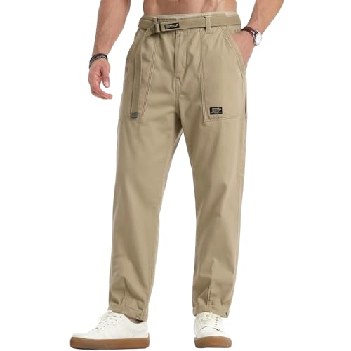 Duohropke Pantalones cargo para hombre, pantalones de moda, pantalones de ocio, corte regular, pantalones cargo ligeros de verano, largos, cómodos, de tela, para exteriores, pantalones de senderismo